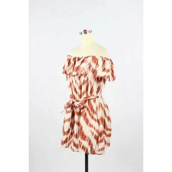 BANANA REPUBLIC Meridian Zebra Print Linen Off Shoulder Ruffle Dress, Size PXS - Picture 7 of 15
